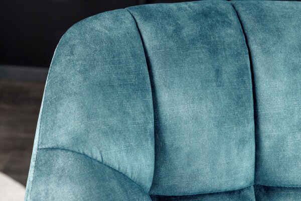Chaise pivotante pétrole noir sans roulettes en velours métal rétro