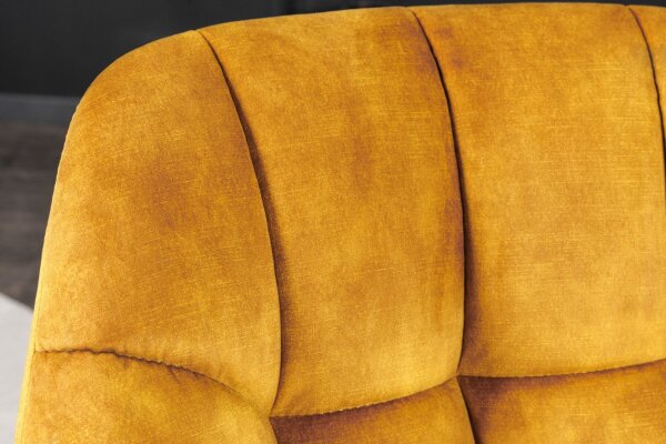 Chaise pivotante velours métal sans roulettes jaune noir rétro