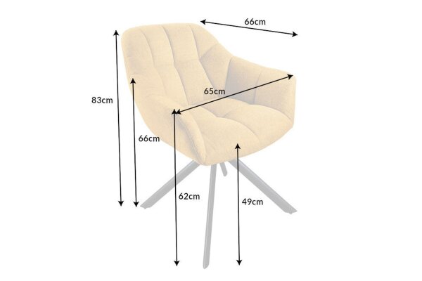 Chaise pivotante velours métal sans roulettes jaune noir rétro
