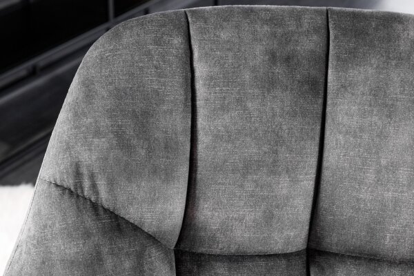 Chaise de bureau velours métal gris noir sans roulettes