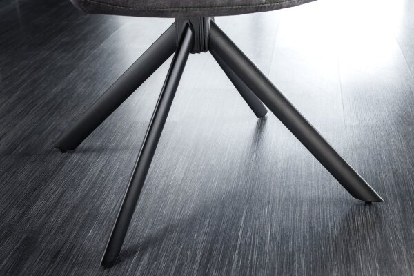 Chaise de bureau velours métal gris noir sans roulettes