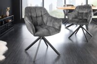 Chaise de bureau velours métal gris noir sans...