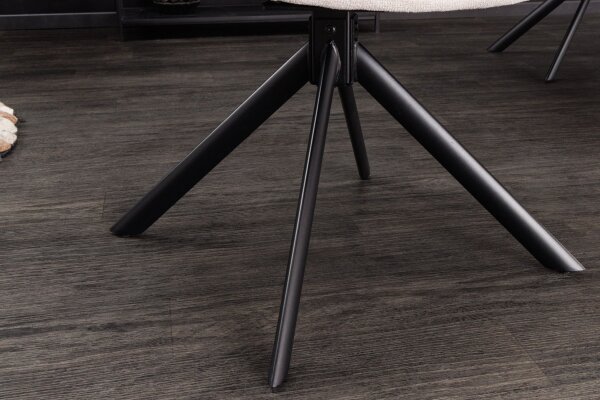 Chaise de bureau sans roulettes Crème Beige Noir Tissu Métal Rétro