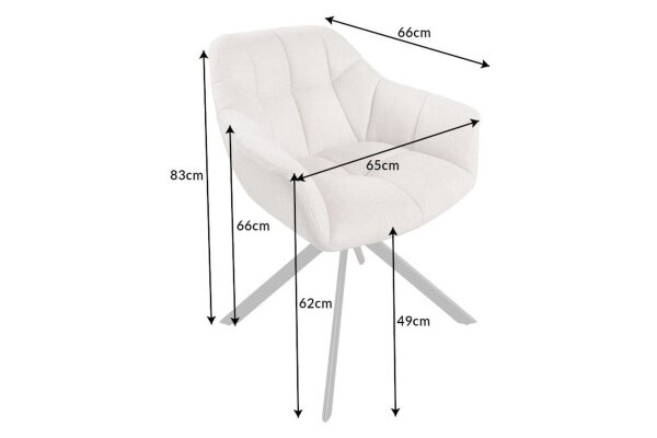 Chaise de bureau sans roulettes Crème Beige Noir Tissu Métal Rétro