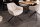 Chaise de bureau sans roulettes Crème Beige Noir Tissu Métal Rétro