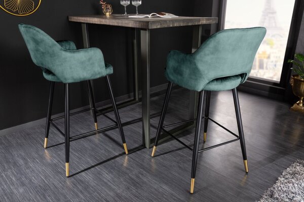 Chaise de bar noir or en velours métal rétro design