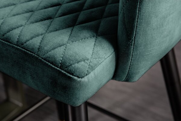 Chaise de bar noir or en velours métal rétro design