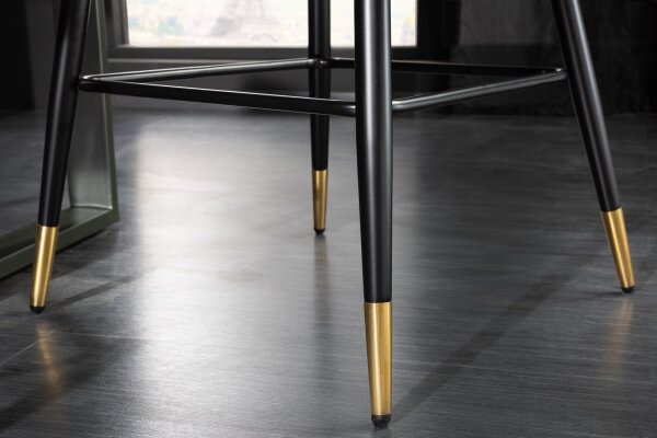 Chaise de bar noir or en velours métal rétro design