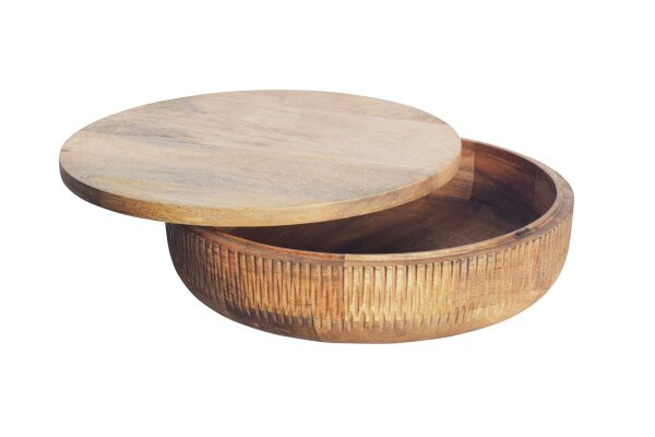 Coupelle décorative en bois massif pièce unique travail manuel Ø 38 cm avec couvercle
