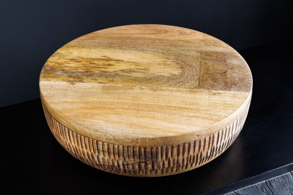 Coupelle décorative en bois massif pièce unique travail manuel Ø 38 cm avec couvercle