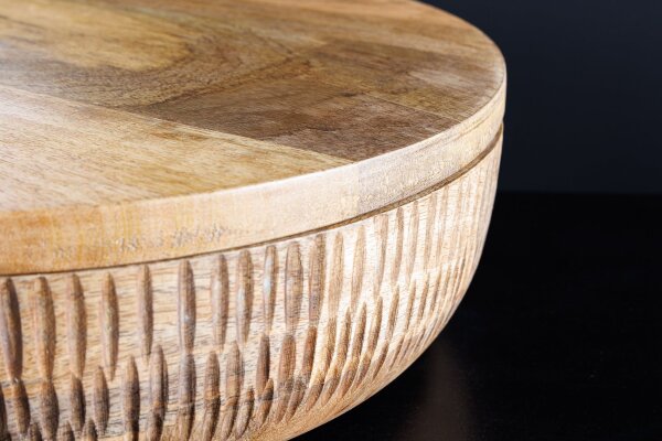Coupelle décorative en bois massif pièce unique travail manuel Ø 38 cm avec couvercle