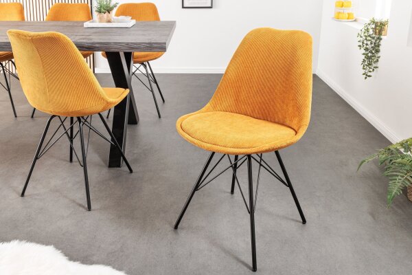 Chaise de salle à manger Cordon Métal sans accoudoirs en jaune noir
