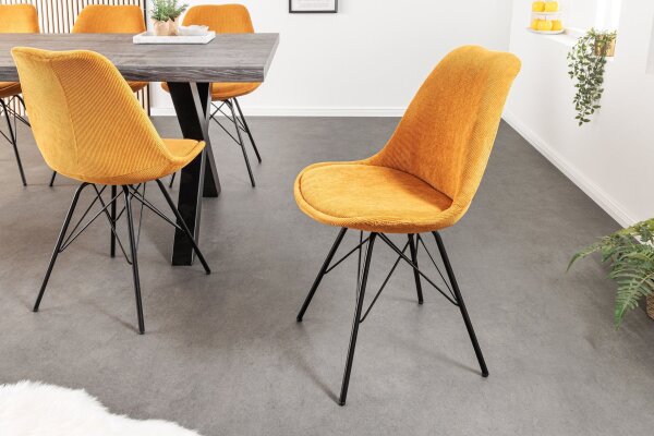 Chaise de salle à manger Cordon Métal sans accoudoirs en jaune noir