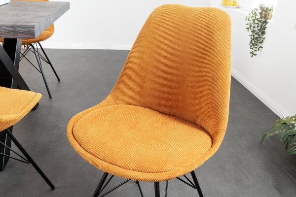 Chaise de salle à manger Cordon Métal sans accoudoirs en jaune noir