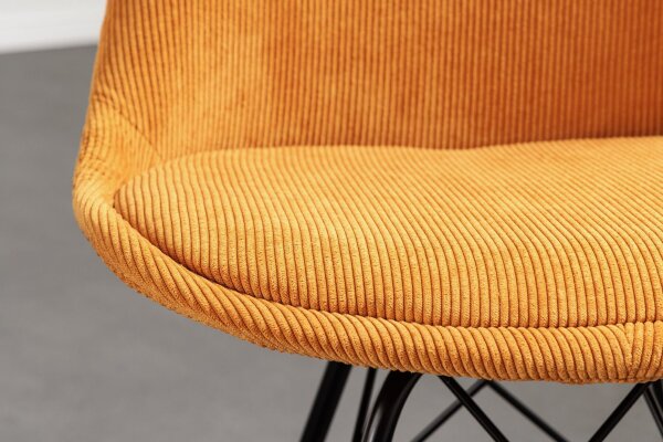 Chaise de salle à manger Cordon Métal sans accoudoirs en jaune noir