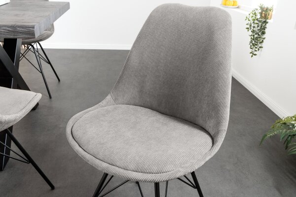 Chaise de salle à manger Cordon Métal en Gris Noir Haricot Accoudoir