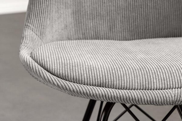 Chaise de salle à manger Cordon Métal en Gris Noir Haricot Accoudoir