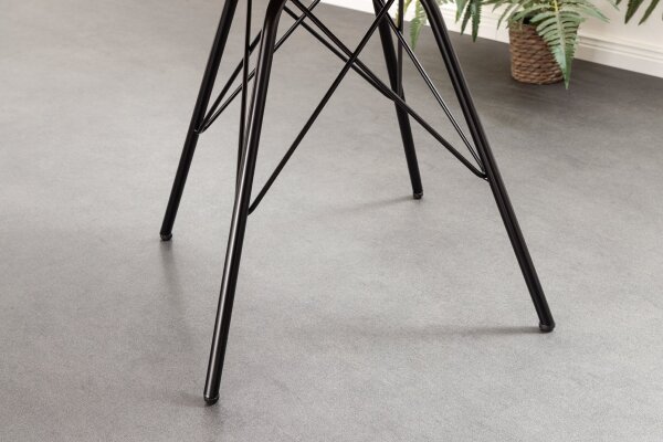 Chaise de salle à manger Cordon Métal en Gris Noir Haricot Accoudoir