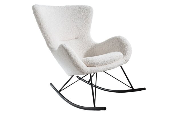 Chaise à bascule Blanc Noir Bouclé Métal pour lire Allaiter