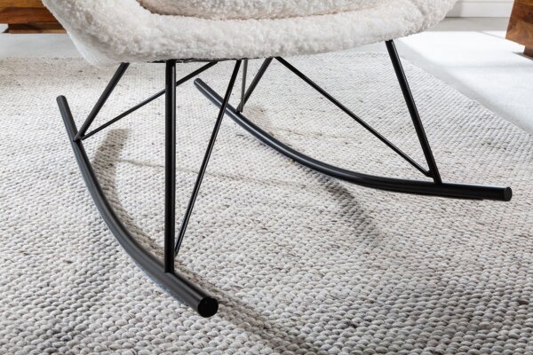 Chaise à bascule Blanc Noir Bouclé Métal pour lire Allaiter