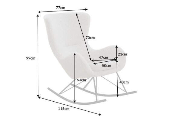 Chaise à bascule Blanc Noir Bouclé Métal pour lire Allaiter
