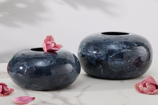 Set de 2 vases décoratifs en fer émaillé aspect marbre