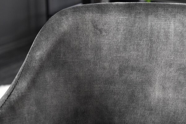 Chaise de salle à manger velours pieds métal gris noir design rétro