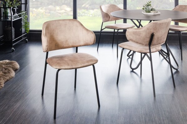 Chaise de salle à manger velours métal crème beige noir NOAH