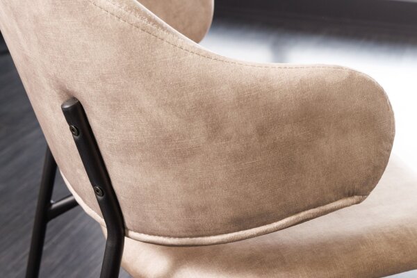 Chaise de salle à manger velours métal crème beige noir NOAH