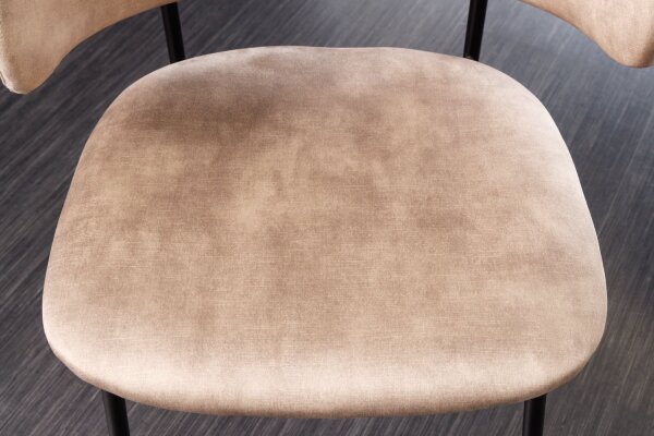 Chaise de salle à manger velours métal crème beige noir NOAH