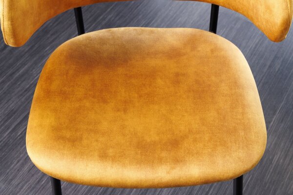 Chaise de salle à manger velours métal jaune noir rétro