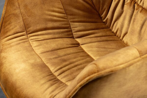 Chaise de salle à manger velours métal jaune noir avec accoudoirs