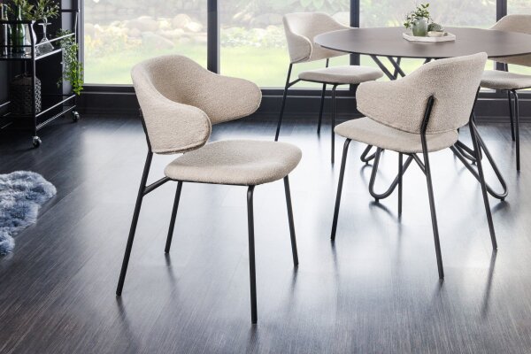 Chaise de salle à manger Retro en métal bouclé gris noir