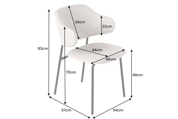 Chaise de salle à manger Bouclé Métal L : 58 cm en Gris Noir