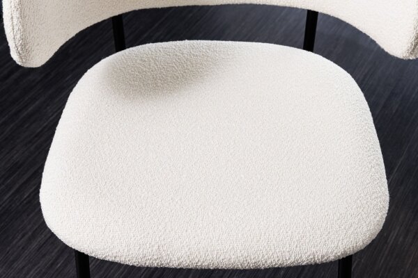 Chaise de salle à manger Bouclé Blanc Pieds en métal noir Rétro