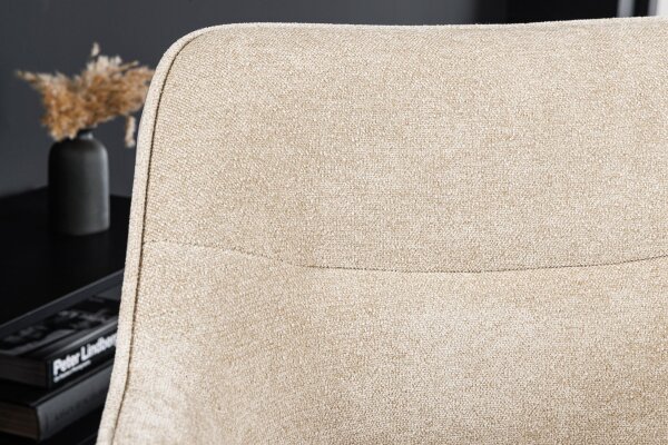 Chaise pivotante sans roulettes velours beige crème noir rétro