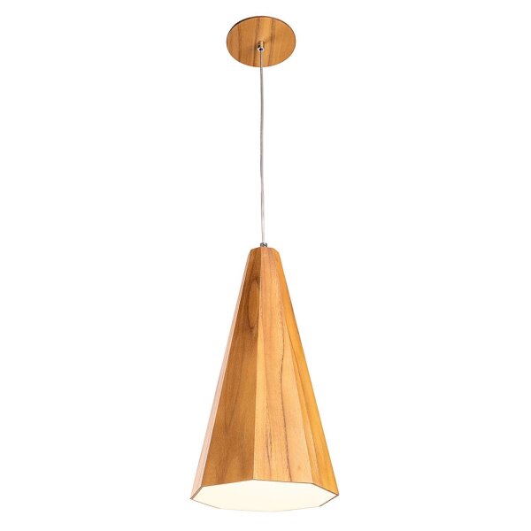 Lampe à suspendre Bois plaqué Teck L : 20 cm E27 Moderne