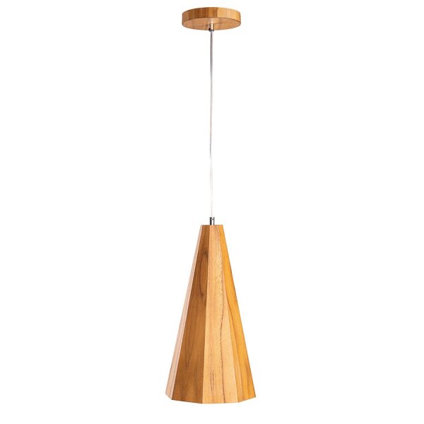 Lampe à suspendre Bois plaqué Teck L : 20 cm E27 Moderne