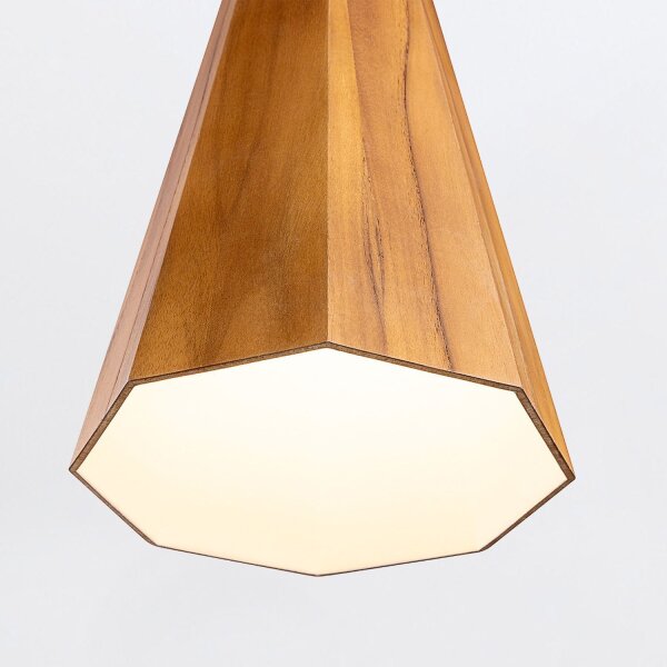 Lampe à suspendre Bois plaqué Teck L : 20 cm E27 Moderne