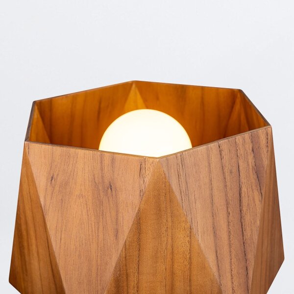 Lampe de table tripode en teck plaqué bois 62 cm de haut E27
