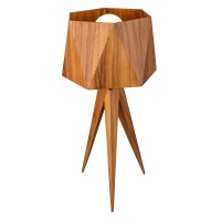 Lampe de table tripode en teck plaqué bois 62 cm...