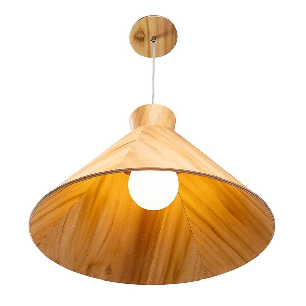 Suspension Bois Plaqué Teck E27 D : 40 cm Moderne