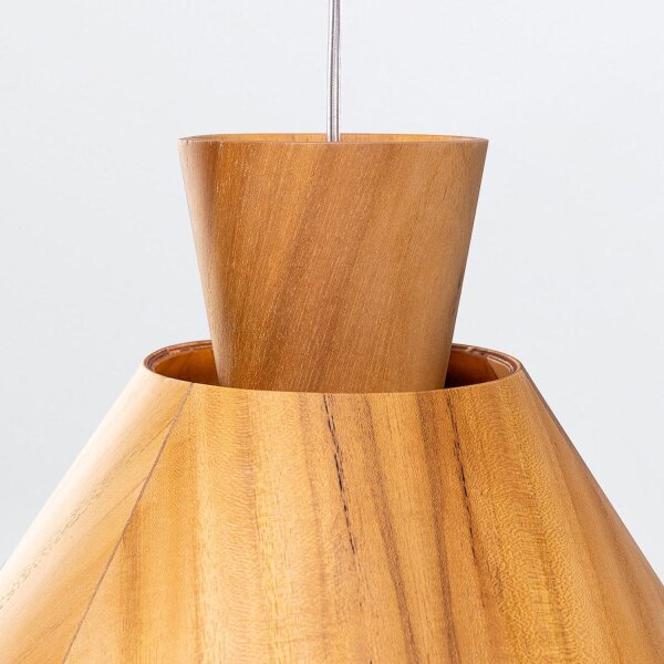 Suspension Bois Plaqué Teck E27 D : 40 cm Moderne