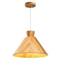 Suspension Bois Plaqué Teck E27 D : 40 cm Moderne