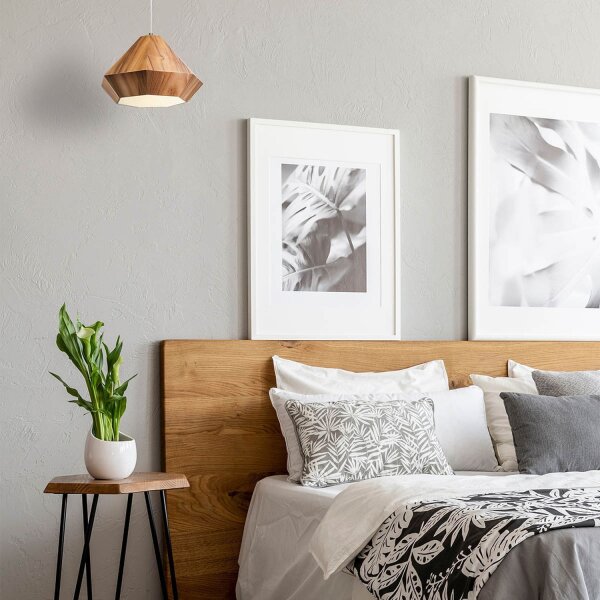 Lampe à suspendre Placage de teck L : 34,5 cm E27 design moderne