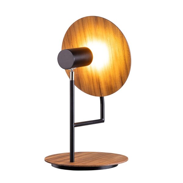 Lampe de table en métal plaqué teck hauteur 46 cm Moderne