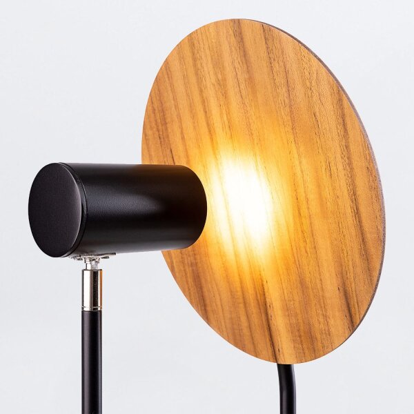 Lampe de table en métal plaqué teck hauteur 46 cm Moderne