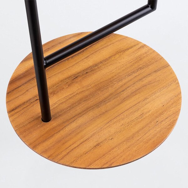 Lampe de table en métal plaqué teck hauteur 46 cm Moderne