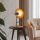 Lampe de table en métal plaqué teck hauteur 46 cm Moderne