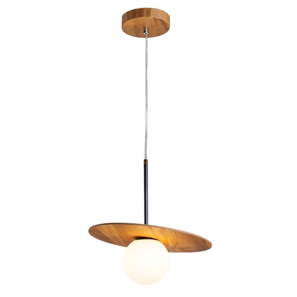Suspension verre plaqué teck Ø 40 cm E27 Moderne